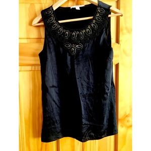 BR Heritage Silk Top with Beaded Collar